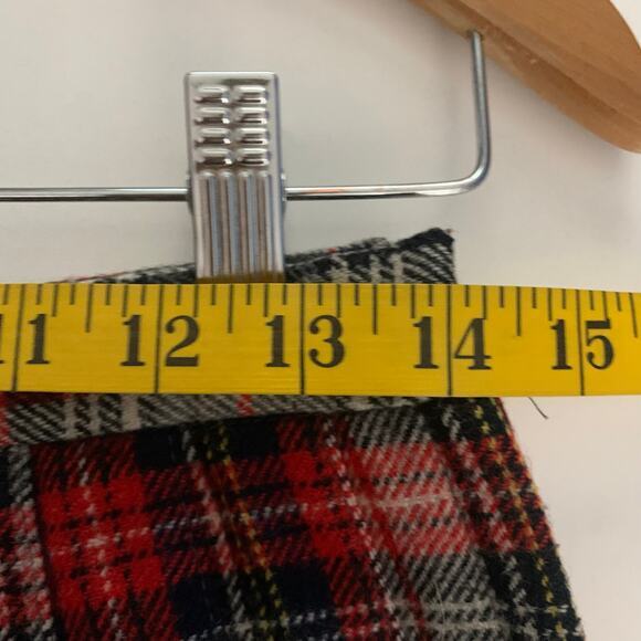 The Villager Skirt Vintage Mini Pleated Tartan Schoolgirl‎ Wool Raw Hem Side Zip - Picture 10 of 11